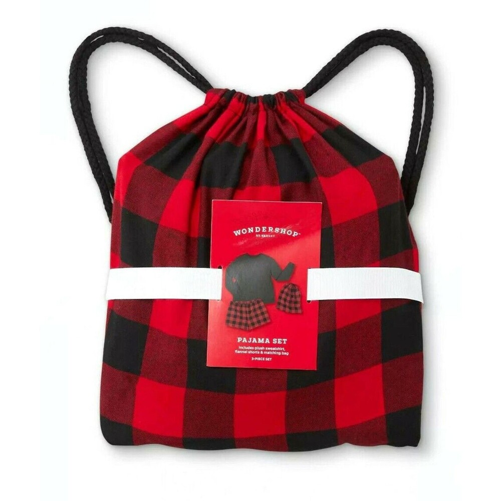 Women's Red Black Wondershop 3pc Backpack and Pajama Shorts Set Target Size XS - Picture 4 of 7